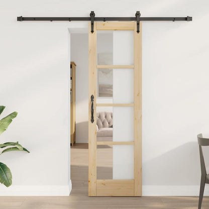 vidaXL Sliding Door Natural and Black 61 x 198.5 cm