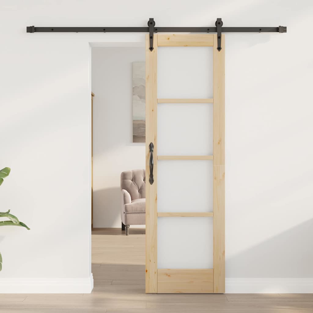 vidaXL Sliding Door Natural and Black 61 x 198.5 cm