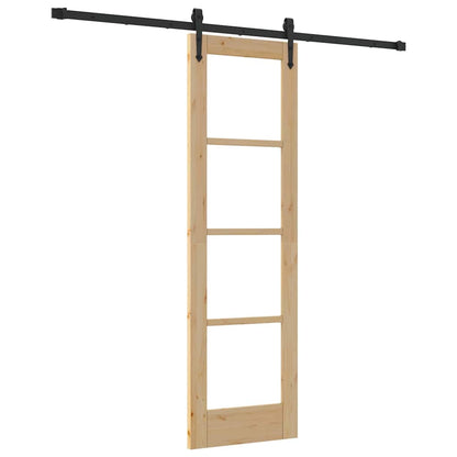 vidaXL Sliding Door Natural and Black 61 x 198.5 cm