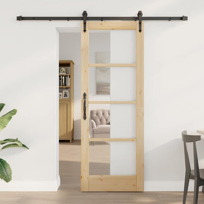 vidaXL Sliding Door Natural and Black 73.5 x 198.5 cm