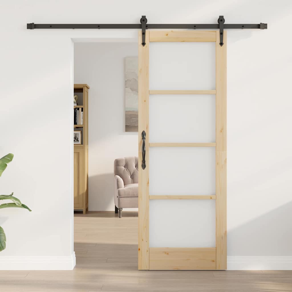 vidaXL Sliding Door Natural and Black 73.5 x 198.5 cm