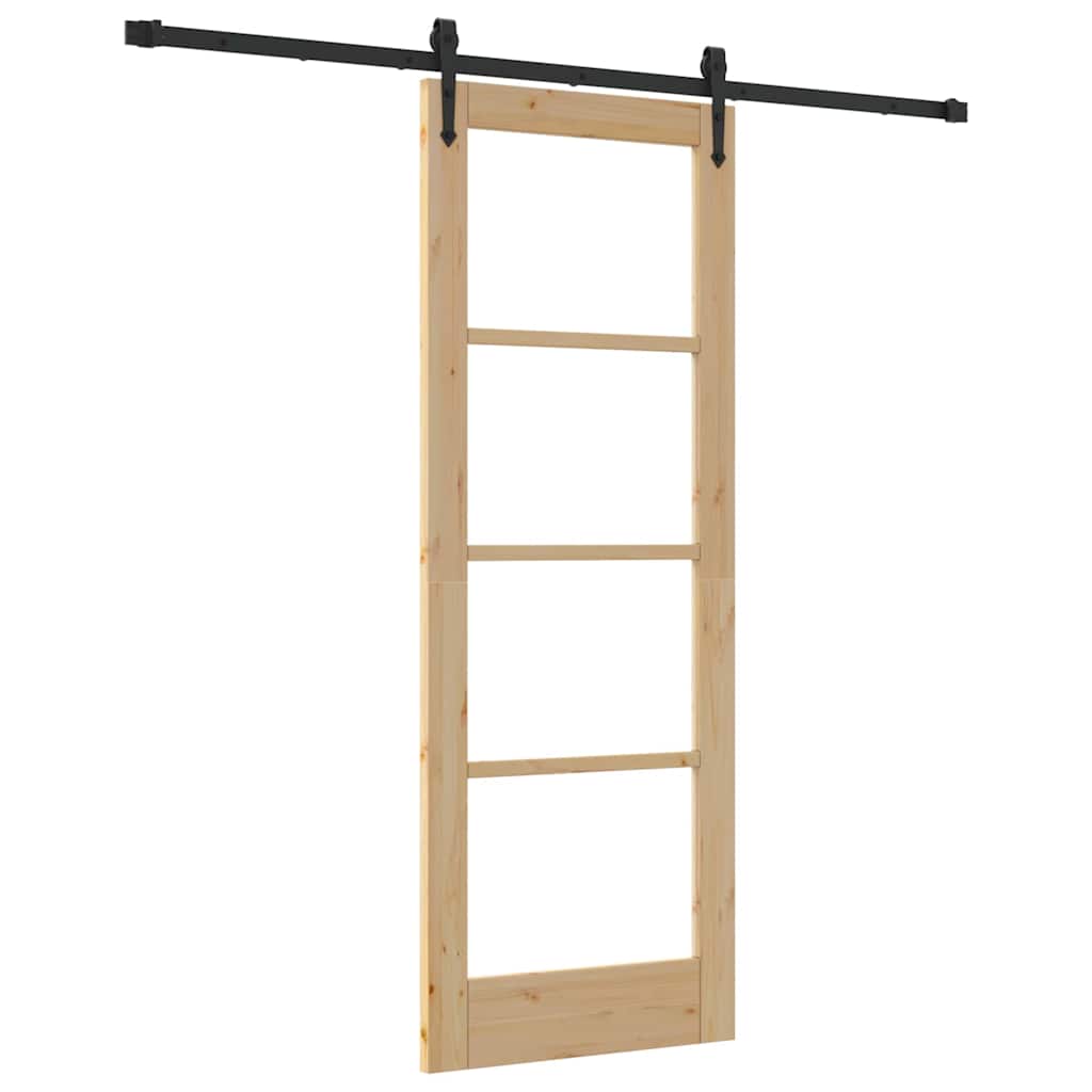 vidaXL Sliding Door Natural and Black 73.5 x 198.5 cm