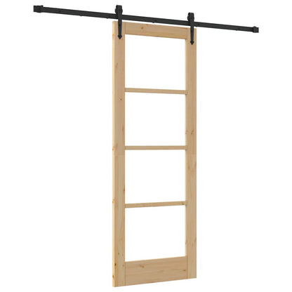 vidaXL Sliding Door Natural and Black 73.5 x 198.5 cm