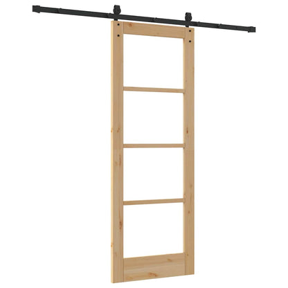 vidaXL Sliding Door Natural and Black 73.5 x 198.5 cm