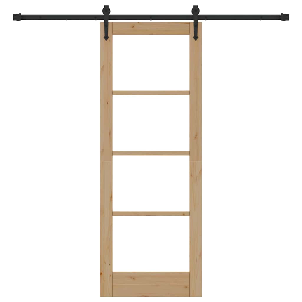 vidaXL Sliding Door Natural and Black 73.5 x 198.5 cm