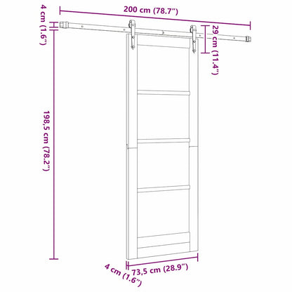 vidaXL Sliding Door Natural and Black 73.5 x 198.5 cm