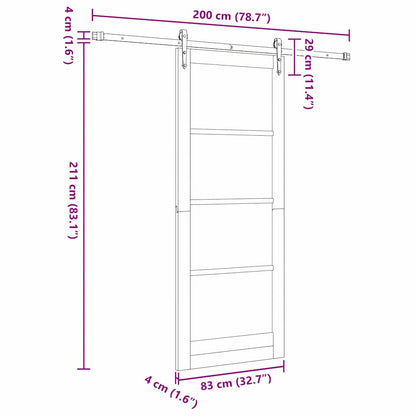 vidaXL Sliding Door White and Black 83 x 211 cm