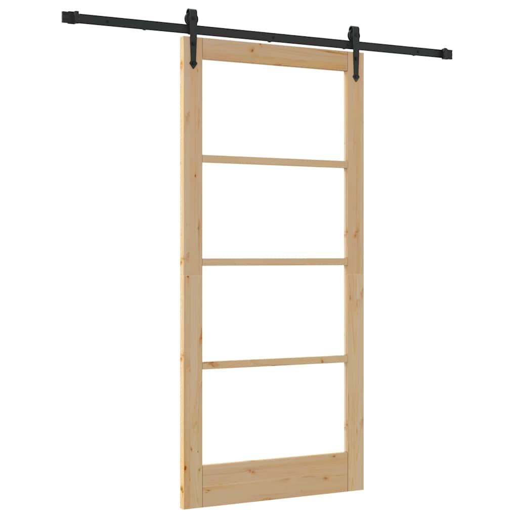 vidaXL Sliding Door Natural and Black 93 x 202 cm