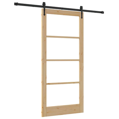 vidaXL Sliding Door Natural and Black 93 x 202 cm