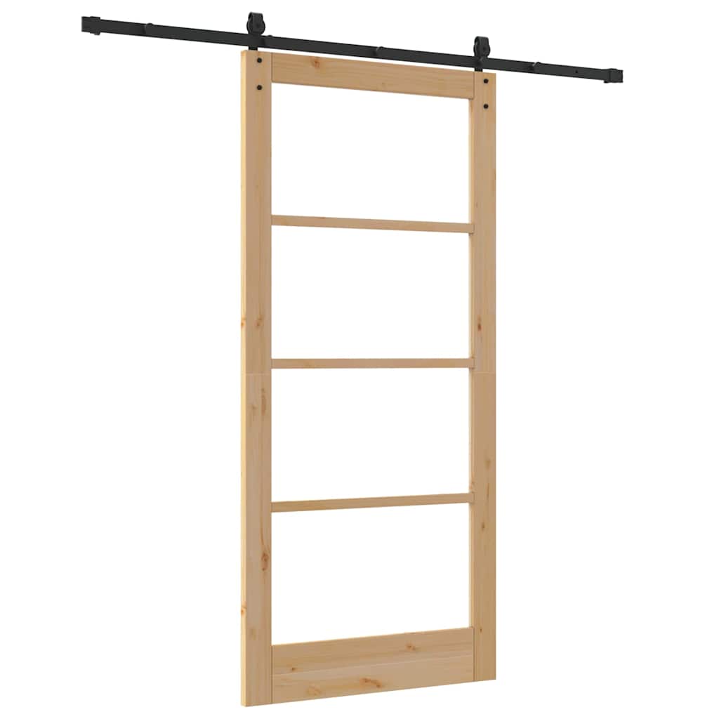 vidaXL Sliding Door Natural and Black 93 x 202 cm