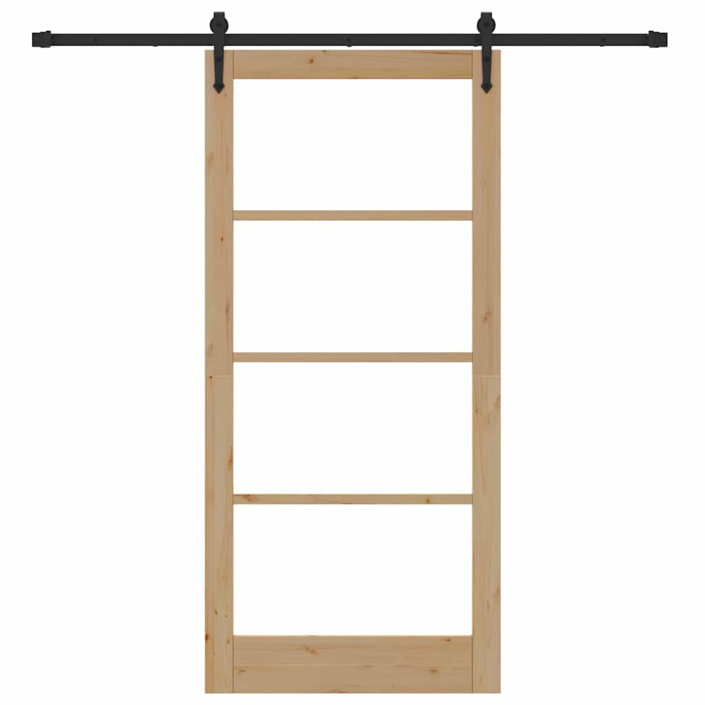 vidaXL Sliding Door Natural and Black 93 x 202 cm