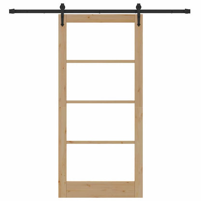 vidaXL Sliding Door Natural and Black 93 x 202 cm