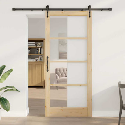 vidaXL Sliding Door Natural and Black 93 x 211 cm