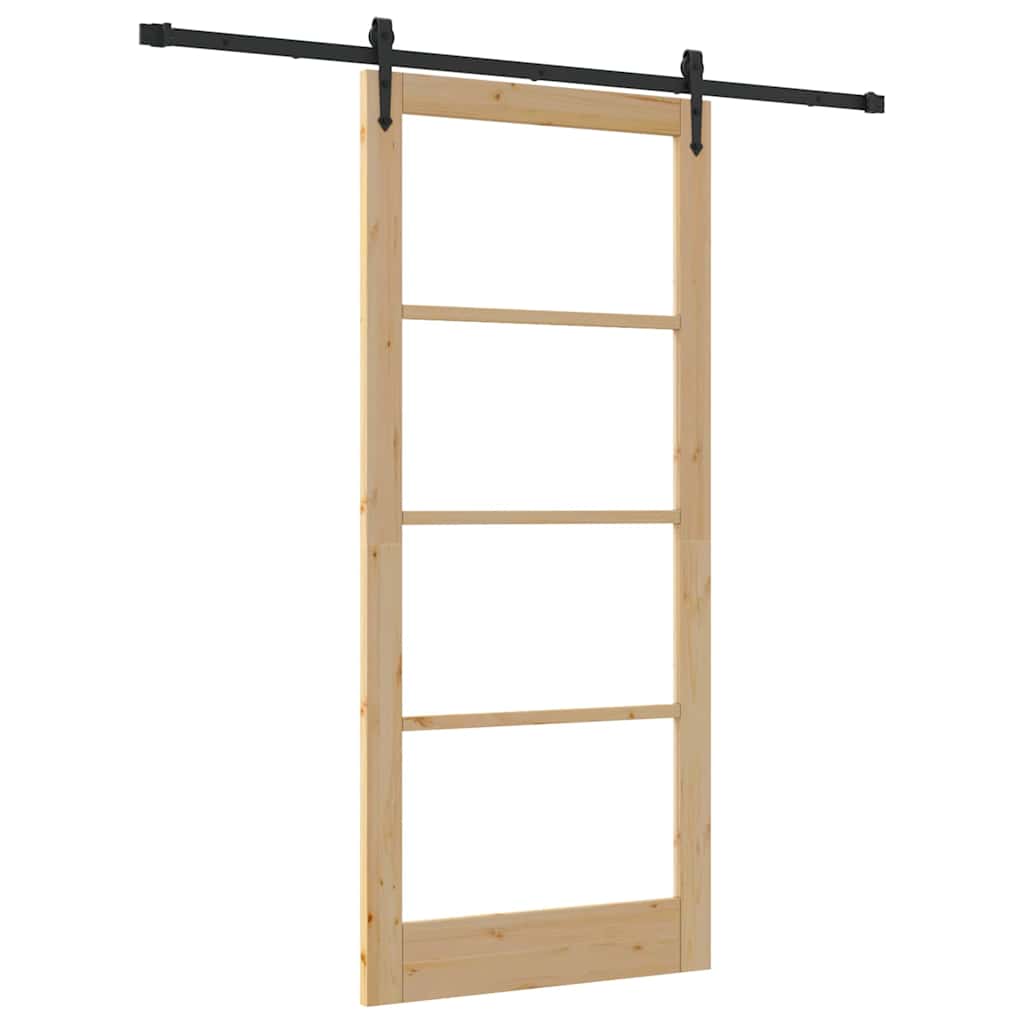 vidaXL Sliding Door Natural and Black 93 x 211 cm