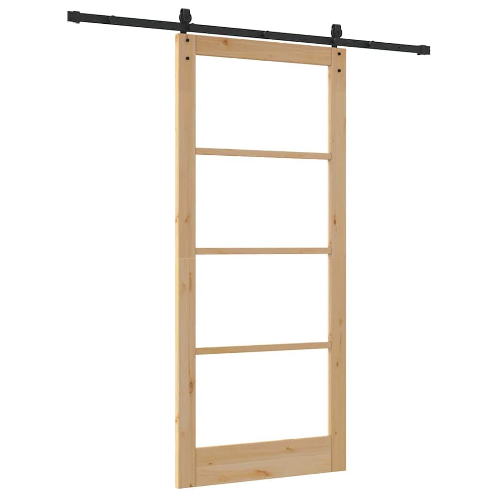 vidaXL Sliding Door Natural and Black 93 x 211 cm