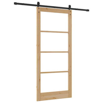 vidaXL Sliding Door Natural and Black 93 x 211 cm