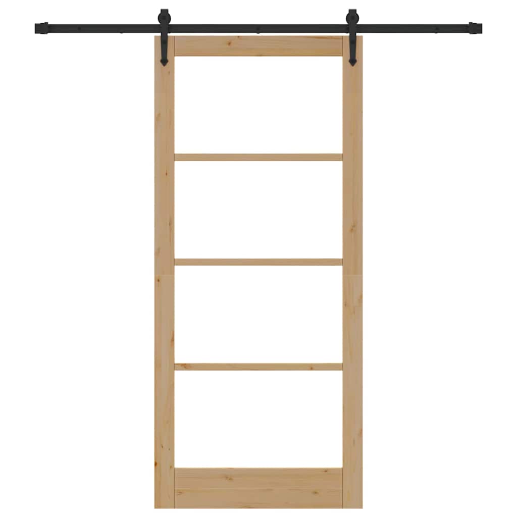 vidaXL Sliding Door Natural and Black 93 x 211 cm