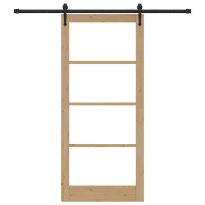 vidaXL Sliding Door Natural and Black 93 x 211 cm