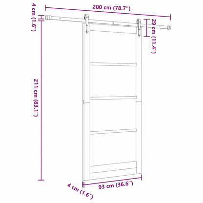 vidaXL Sliding Door Natural and Black 93 x 211 cm