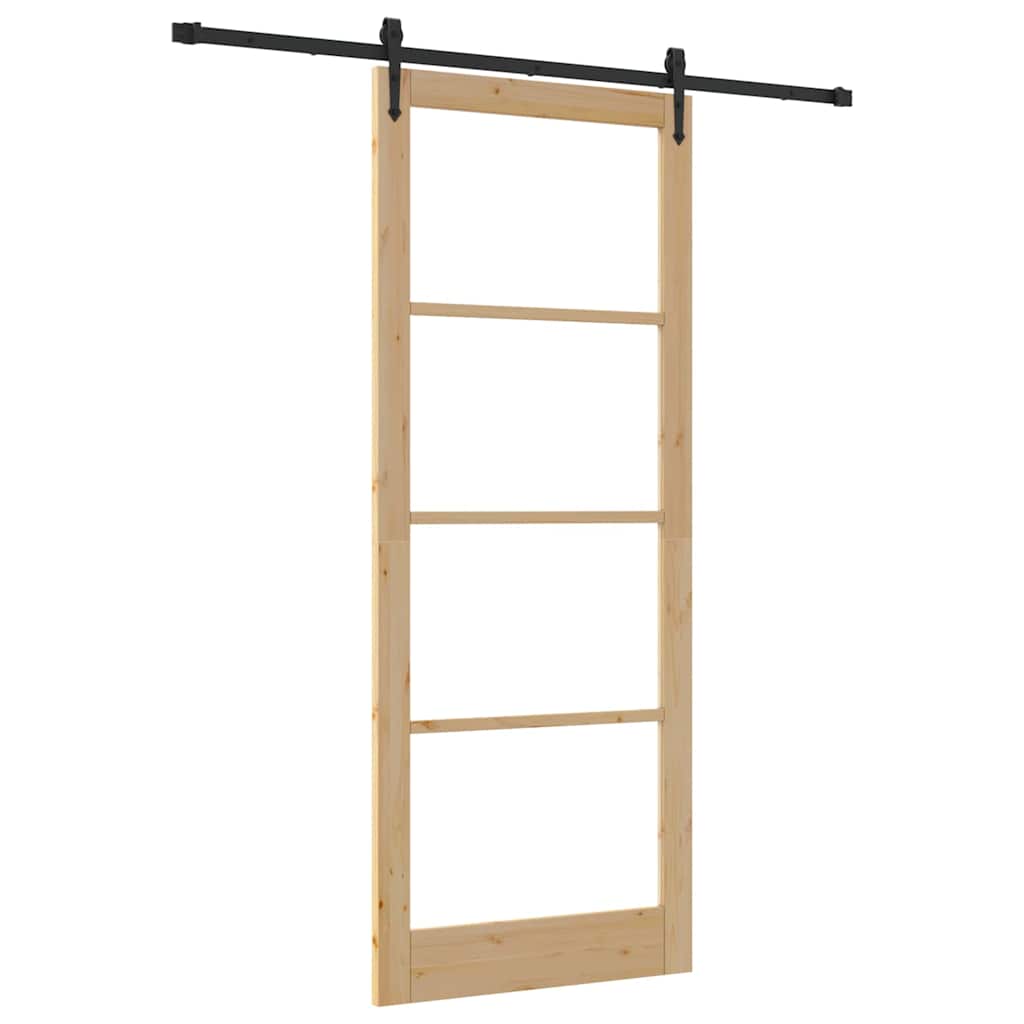 vidaXL Sliding Door Natural and Black 93 x 232 cm
