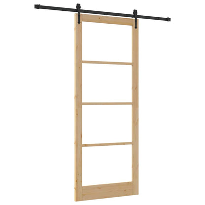 vidaXL Sliding Door Natural and Black 93 x 232 cm