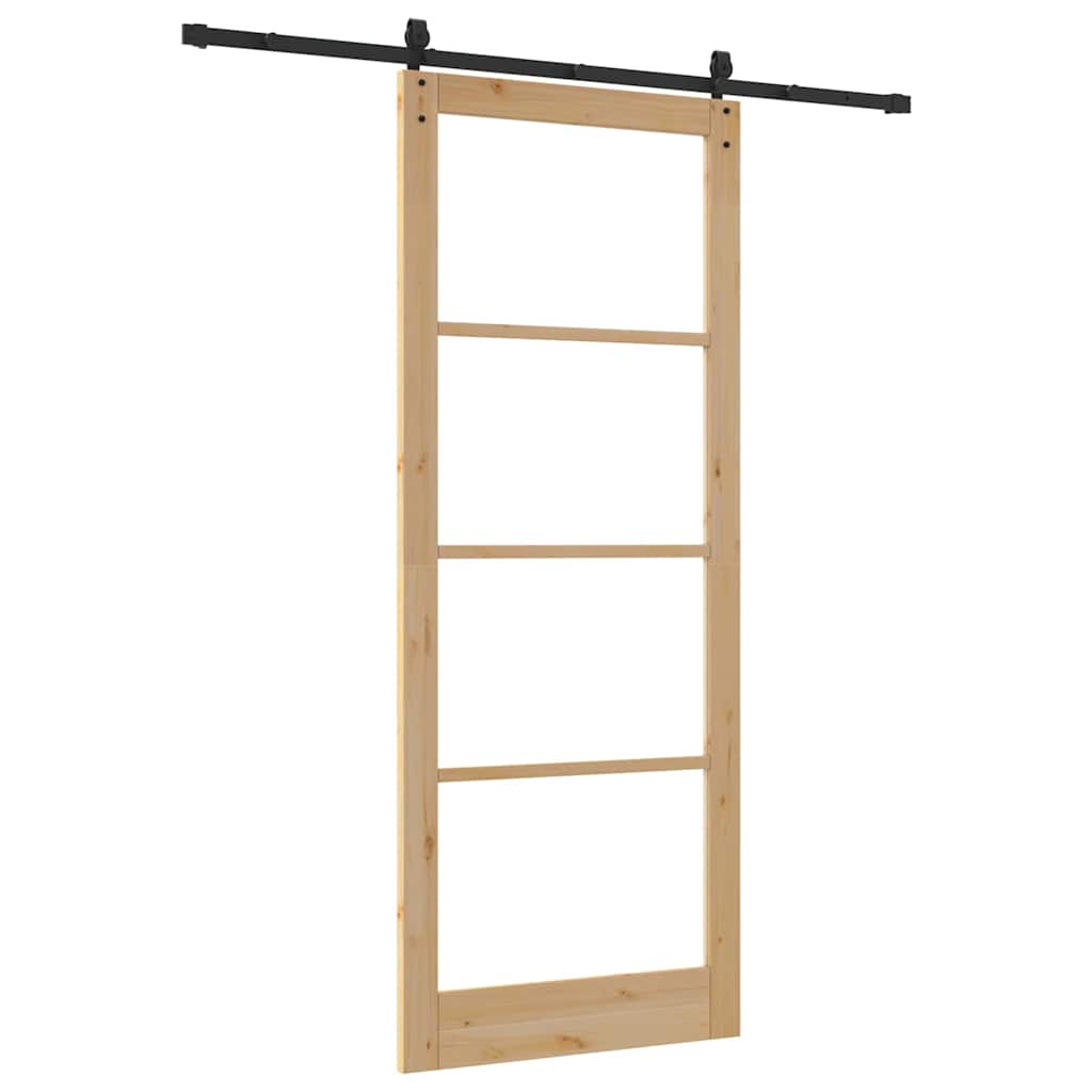 vidaXL Sliding Door Natural and Black 93 x 232 cm