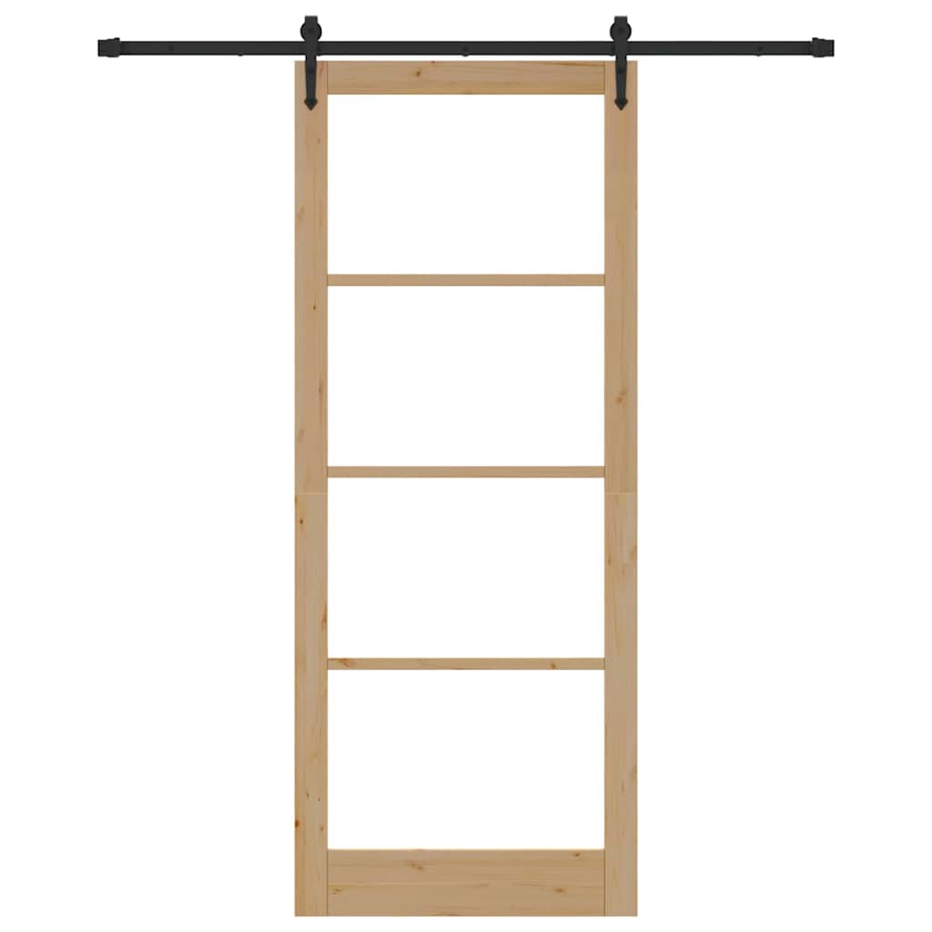 vidaXL Sliding Door Natural and Black 93 x 232 cm