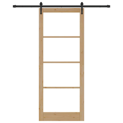 vidaXL Sliding Door Natural and Black 93 x 232 cm