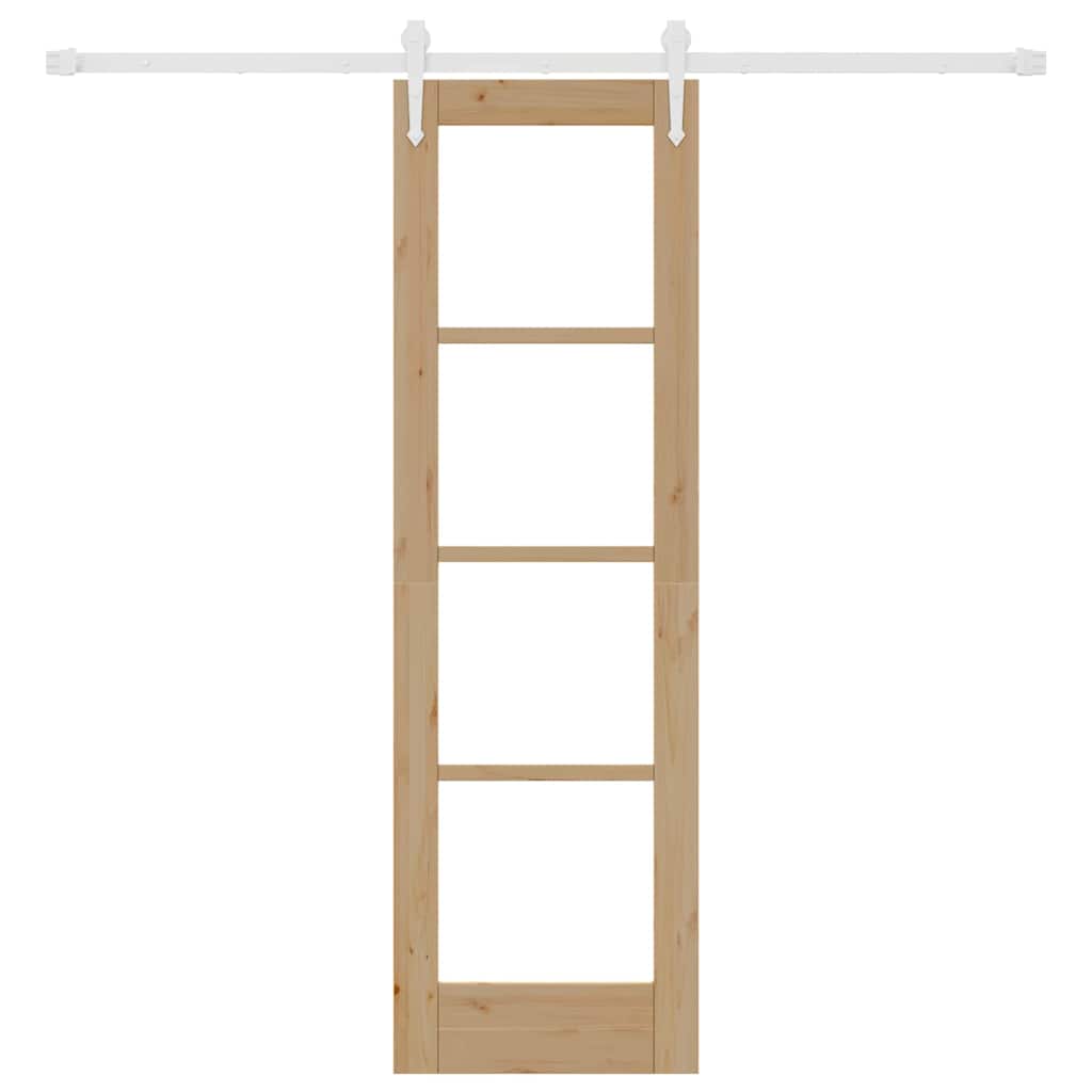 vidaXL Sliding Door Natural 61 x 198.5 cm Solid Pine Wood and Glass