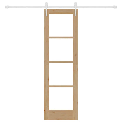 vidaXL Sliding Door Natural 61 x 198.5 cm Solid Pine Wood and Glass
