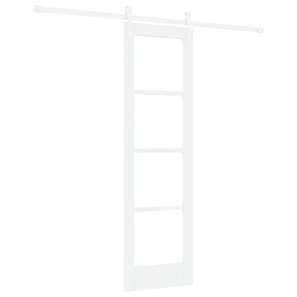 vidaXL Sliding Door White 61 x 198.5 cm Solid Pine Wood and Glass