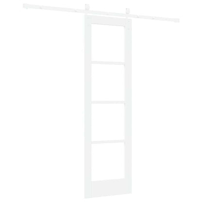 vidaXL Sliding Door White 61 x 198.5 cm Solid Pine Wood and Glass