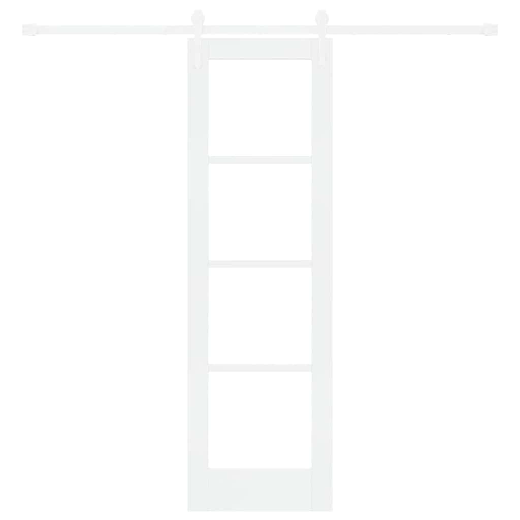 vidaXL Sliding Door White 61 x 198.5 cm Solid Pine Wood and Glass