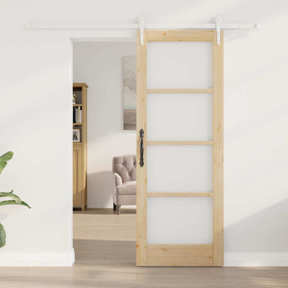 vidaXL Sliding Door Manual Brown 73.5 x 198.5 cm Wood and metal