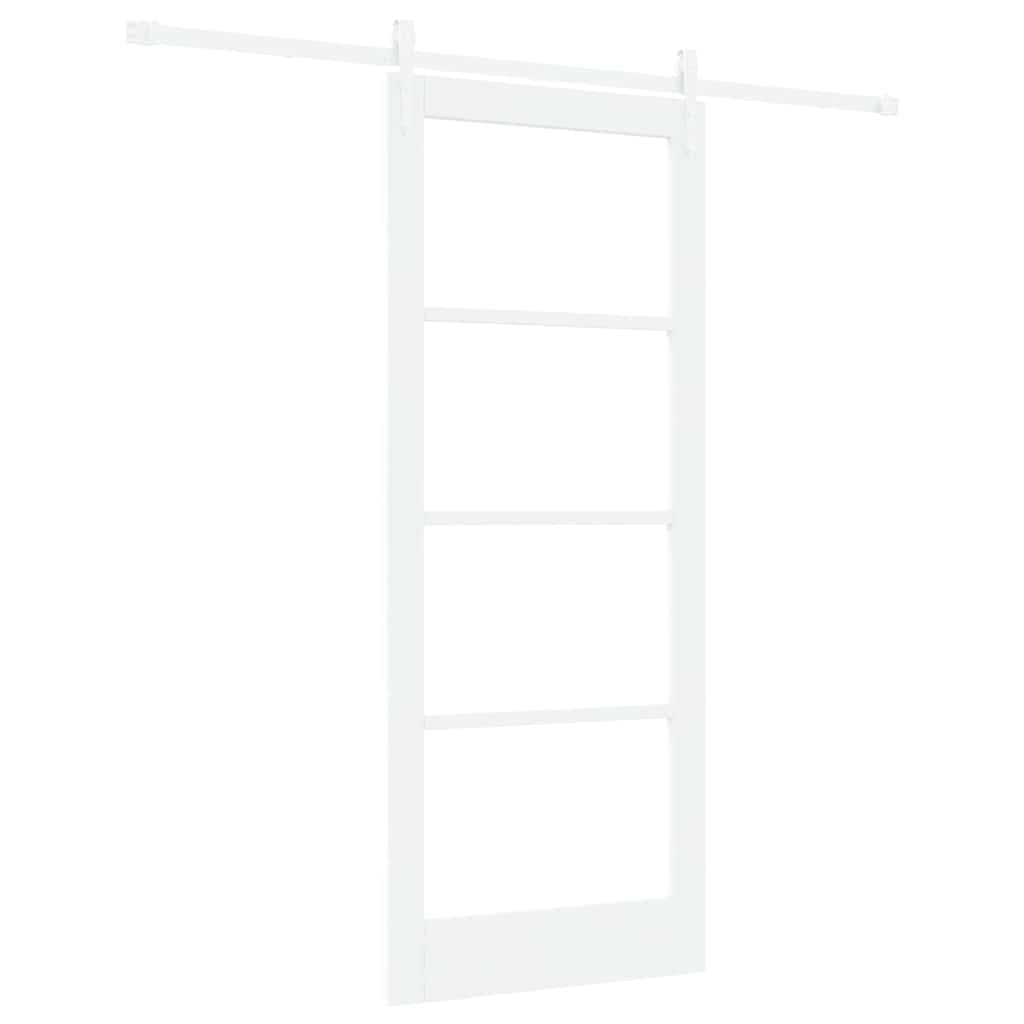 vidaXL Sliding Door White 83 x 202 cm Solid Pine Wood and Glass