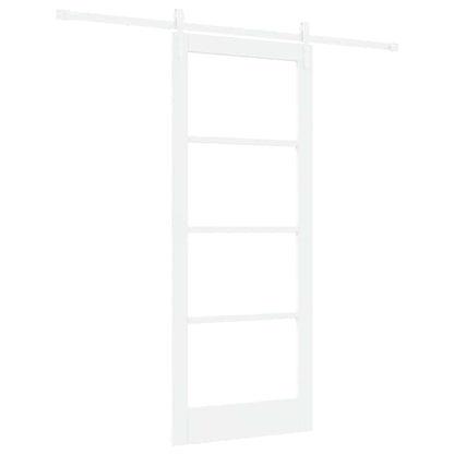 vidaXL Sliding Door White 83 x 202 cm Solid Pine Wood and Glass