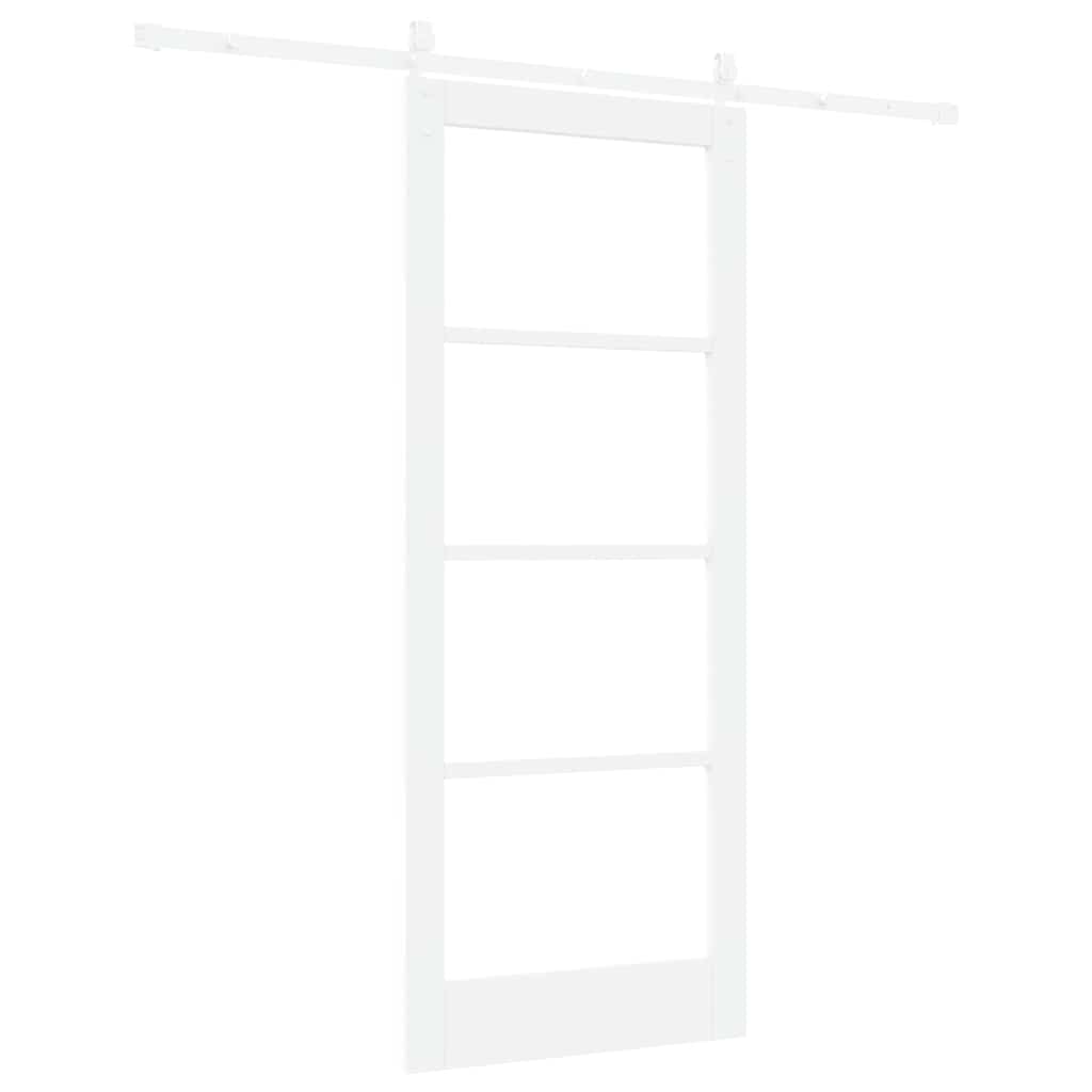 vidaXL Sliding Door White 83 x 202 cm Solid Pine Wood and Glass
