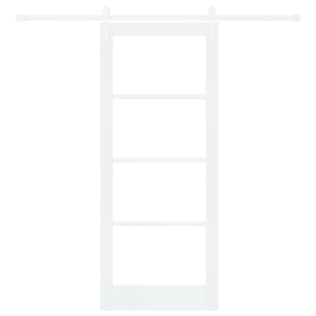 vidaXL Sliding Door White 83 x 202 cm Solid Pine Wood and Glass