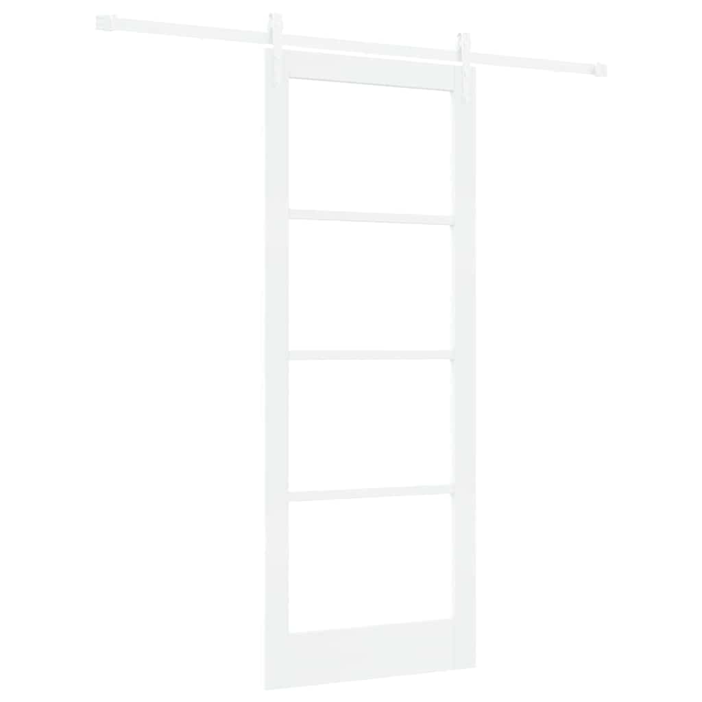 vidaXL Sliding Door White 83 x 211 cm Solid Pine Wood and Glass