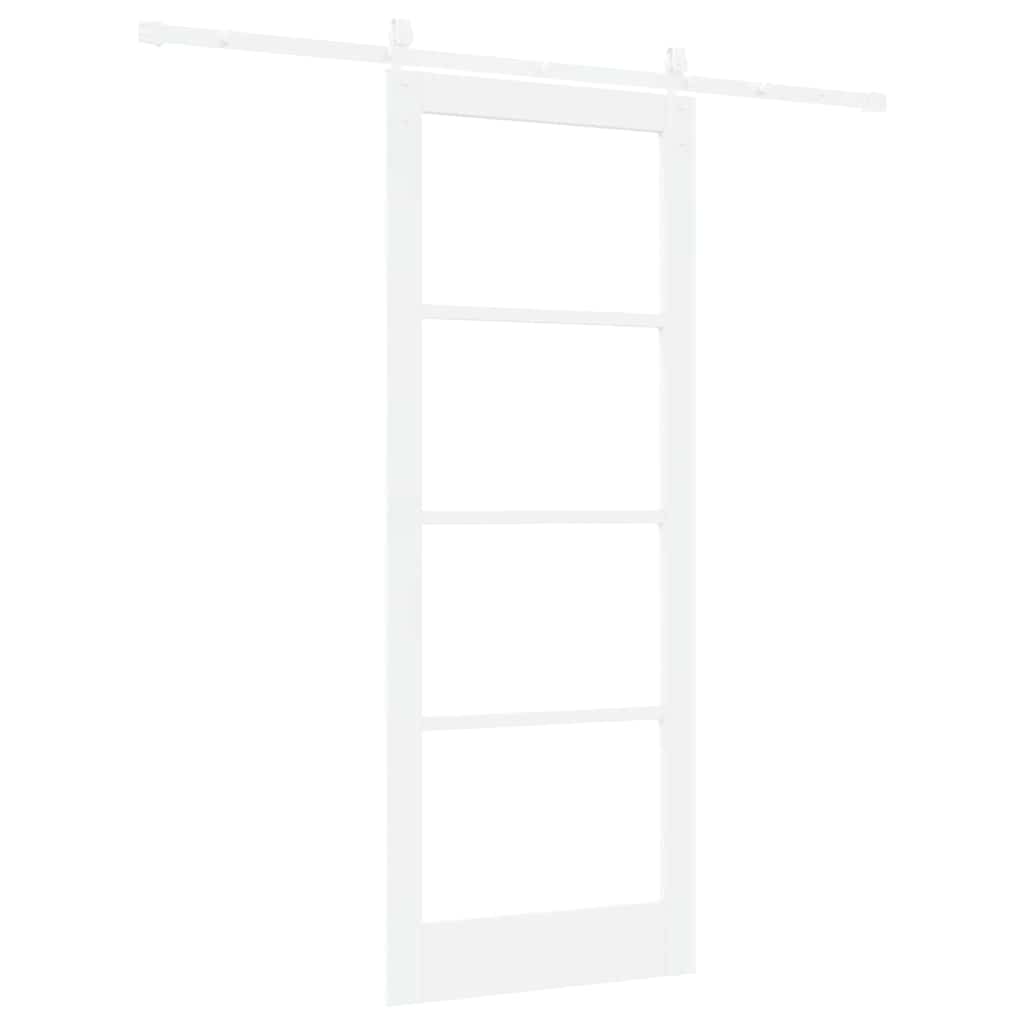 vidaXL Sliding Door White 83 x 211 cm Solid Pine Wood and Glass
