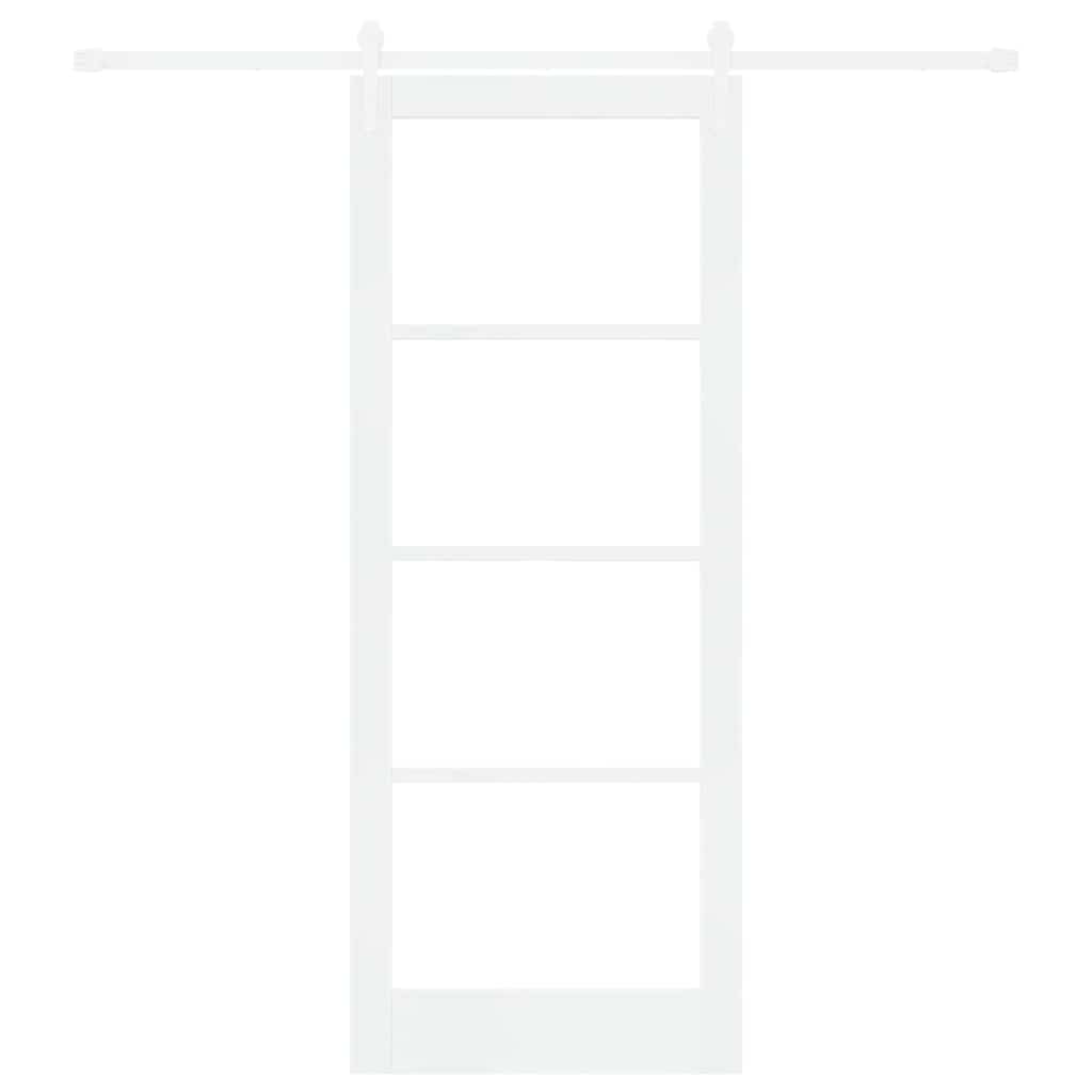 vidaXL Sliding Door White 83 x 211 cm Solid Pine Wood and Glass