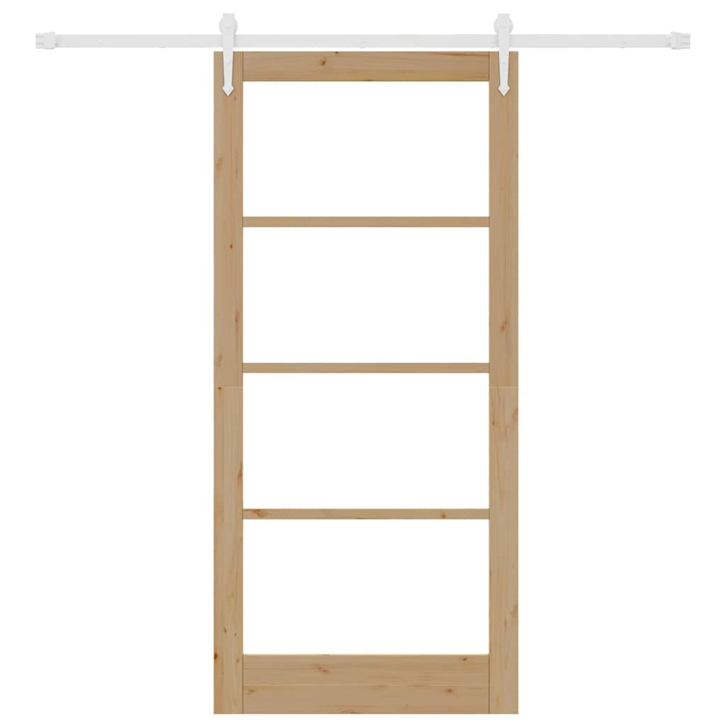 vidaXL Sliding Door Natural 93 x 202 cm Solid Pine Wood and Glass