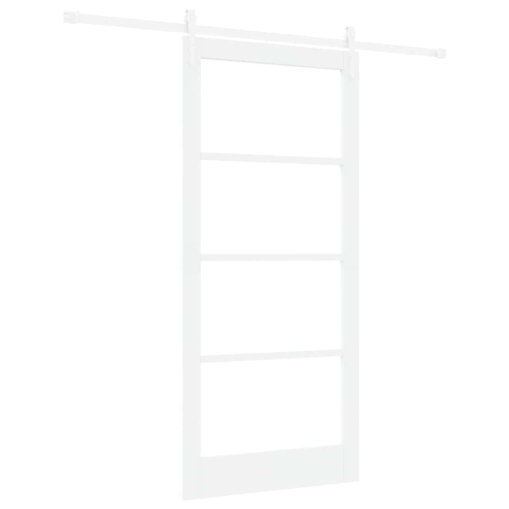 vidaXL Sliding Door White 93 x 202 cm Solid Pine Wood and Glass