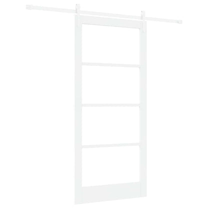 vidaXL Sliding Door White 93 x 202 cm Solid Pine Wood and Glass