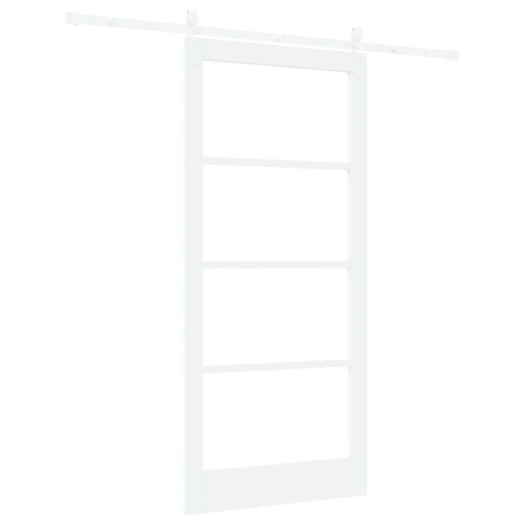 vidaXL Sliding Door White 93 x 202 cm Solid Pine Wood and Glass