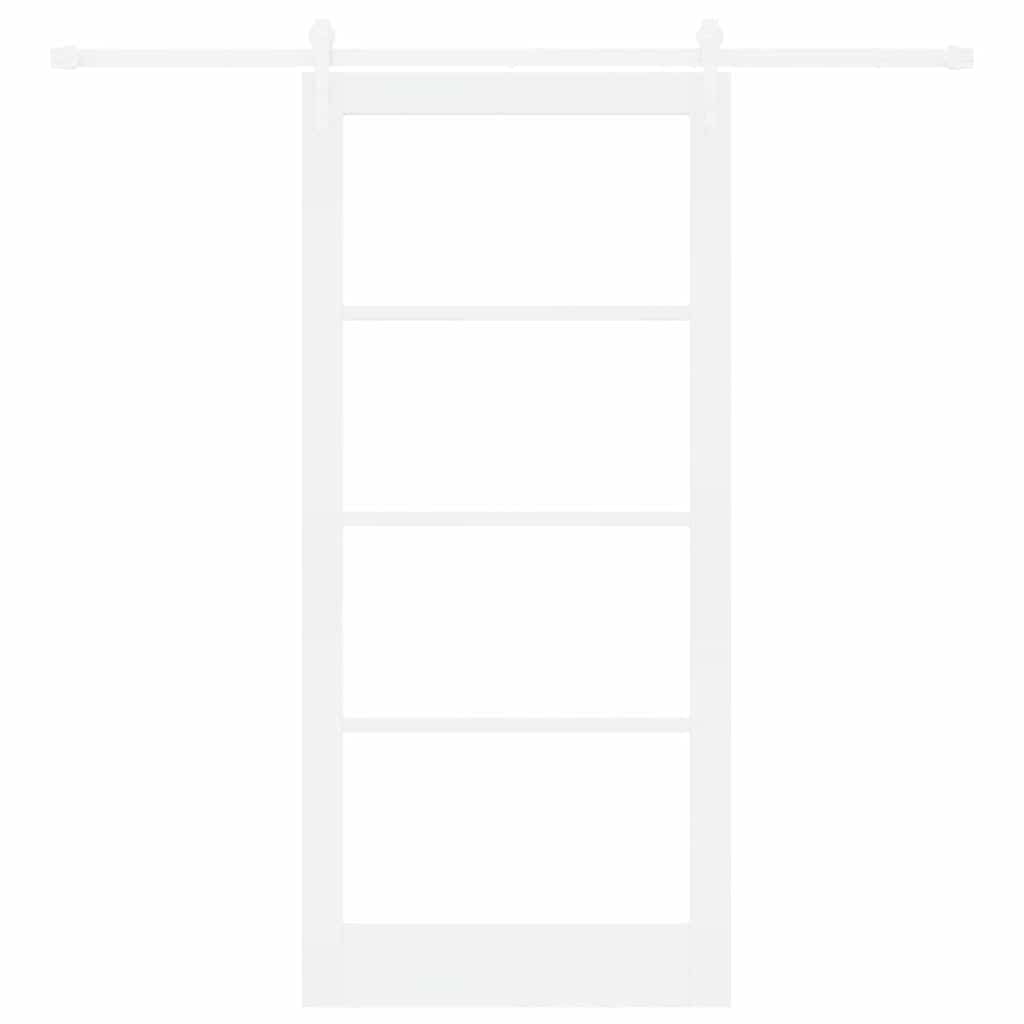 vidaXL Sliding Door White 93 x 202 cm Solid Pine Wood and Glass
