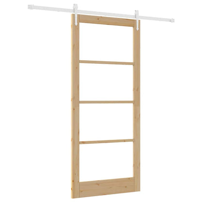 vidaXL Sliding Door Natural 93 x 211 cm Solid Pine Wood and Glass