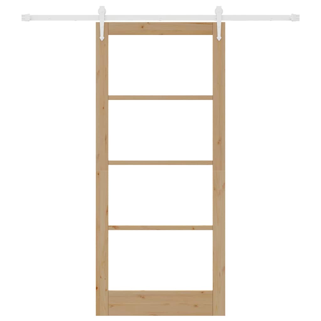 vidaXL Sliding Door Natural 93 x 211 cm Solid Pine Wood and Glass