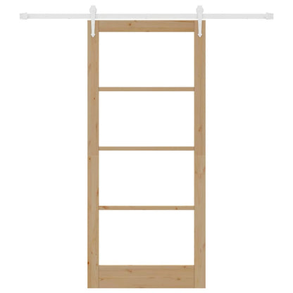 vidaXL Sliding Door Natural 93 x 211 cm Solid Pine Wood and Glass
