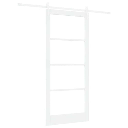 vidaXL Sliding Door White 93 x 211 cm Solid Pine Wood and Glass